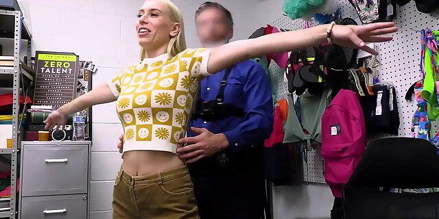 blonde,blowjob,deepthroat,handjob,hardcore,licking,natural tits,office,orgasm,pussy,shoplyfter,small tits,teen